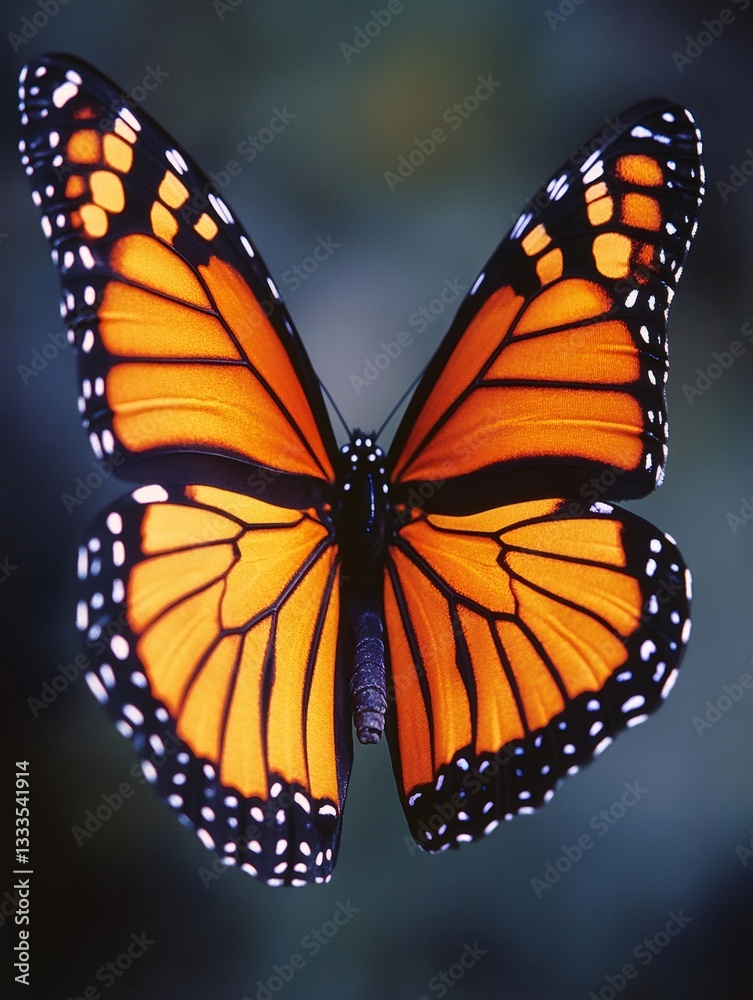 Naklejka premium Monarch butterfly showing its beautiful orange and black wings