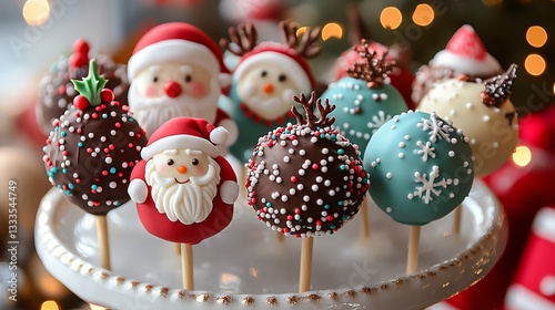 A collection of Christmas themed cake pops decorated