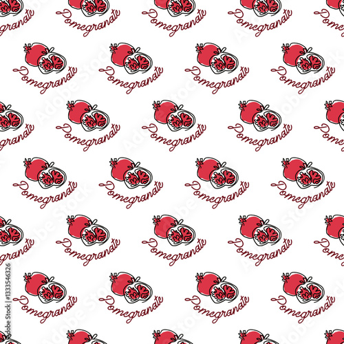 Fresh Ruby Harvest Pomegranate Fruit Pattern can be use for background and apparel design