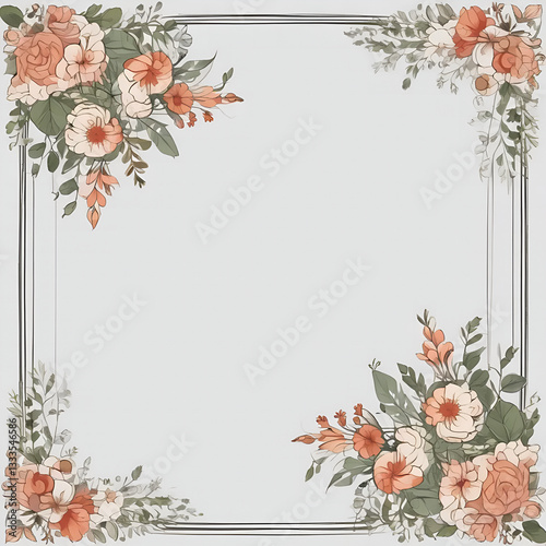frame with flowers and butterflies