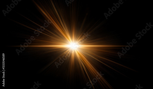 Wallpaper Mural Gold lens flare, golden sunburst overlay on black background. High-quality stock image of Sun flare, effects sunlight, light leaks transition, explosion of yellow light, optical flare glow isolated Torontodigital.ca