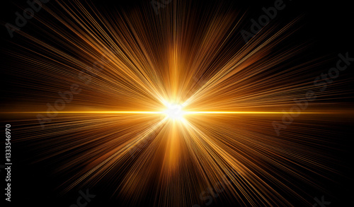 Wallpaper Mural Gold lens flare, golden sunburst overlay on black background. High-quality stock image of Sun flare, effects sunlight, light leaks transition, explosion of yellow light, optical flare glow isolated Torontodigital.ca