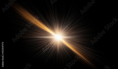 Wallpaper Mural Gold lens flare, golden sunburst overlay on black background. High-quality stock image of Sun flare, effects sunlight, light leaks transition, explosion of yellow light, optical flare glow isolated Torontodigital.ca