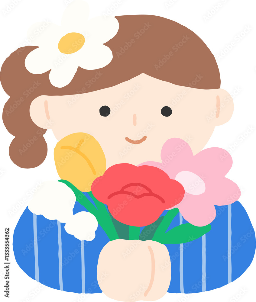 Fototapeta premium 꽃을 든 소녀