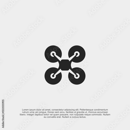 Simple minimalist modern drone logo with a sleek and aerodynamic look, ideal for drone photography, tech startups, and aviation brands