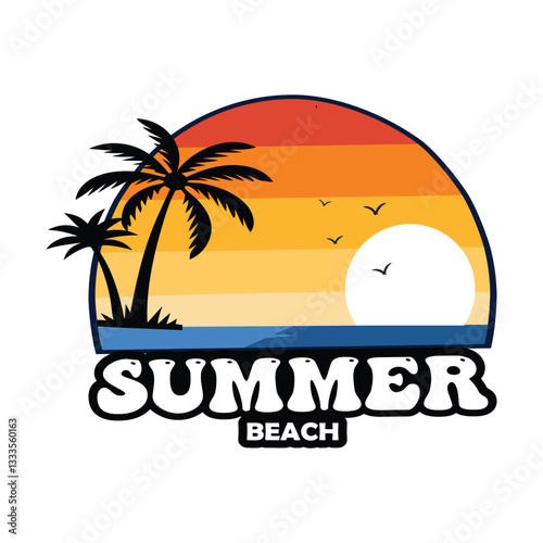 The natural view sunset design with victor Graphic Design ,Village Sunset Illustration Victor, Art tree on the Cliff Scenery with Grass, Sea, Sky And Cloud