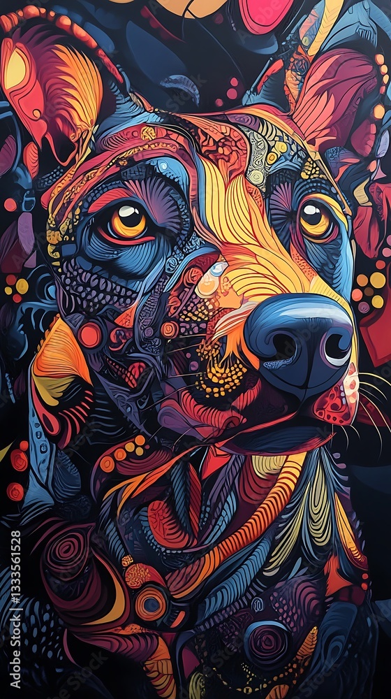 Detailed dog mandala with perfect symmetry and structure high resolution wallpaper