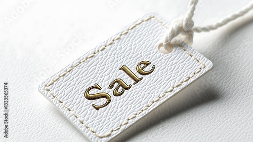Elegant embossed paper sale tag with gold details