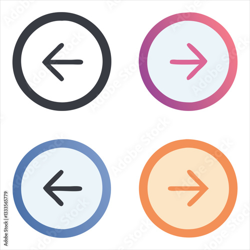 Free Download Left Arrow Icon Set with Solid, Outline, and Gradient Circular Backgrounds

 - GFXLoad