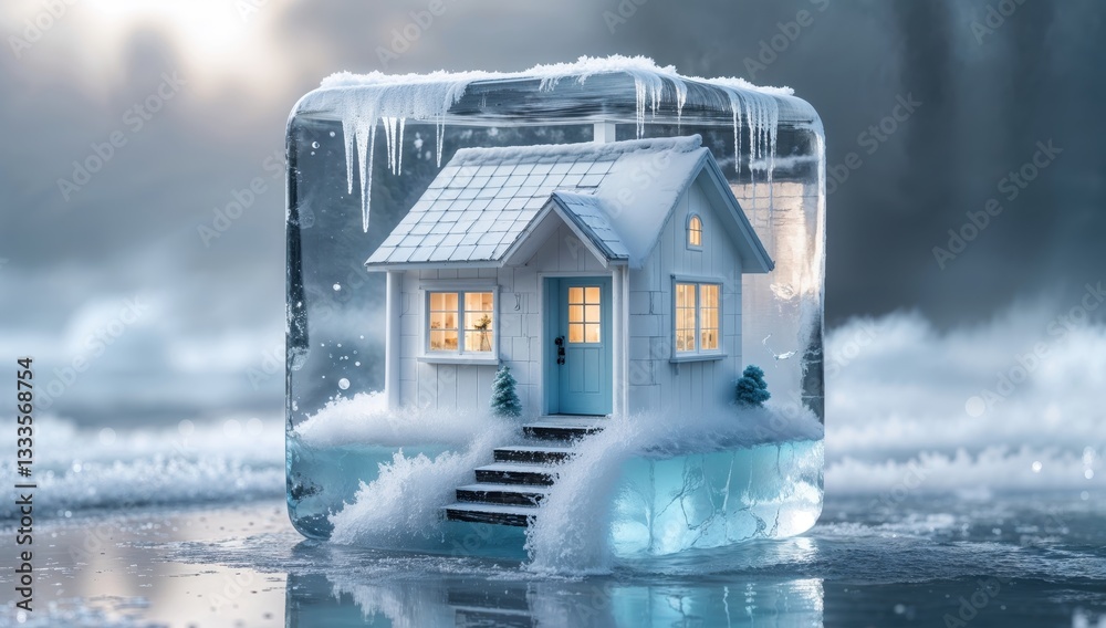 Fototapeta premium House in ice cube
