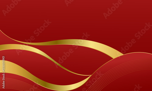 Elegant Red and Gold Abstract Wave Background. Modern luxury design. Suitable for Invitations, awards, templates, banners, covers, posters, presentations, web, and pages