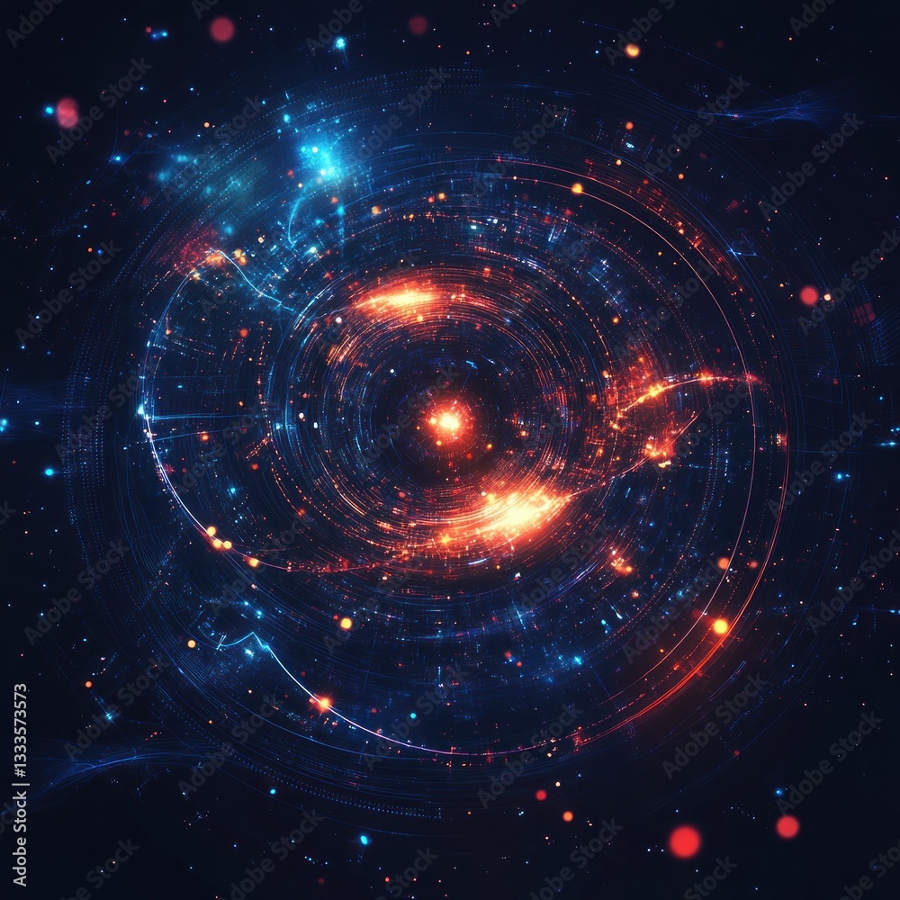 A visually abstract representation of a digital cosmic pattern A visually abstract representation of a digital cosmic pattern