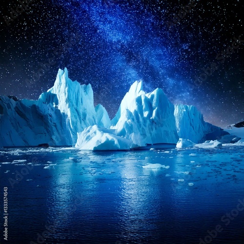 Icebergs Floating in Space