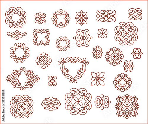 888.eps  Set of  decorative elements for design isolated, editable. From the largest and best collection of decorative elements .