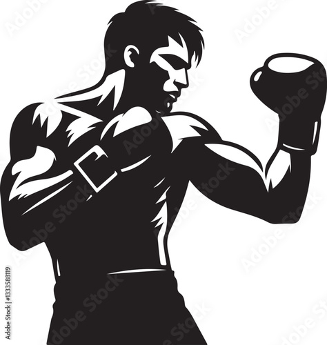 Boxing Fighter Silhouette Vector Set