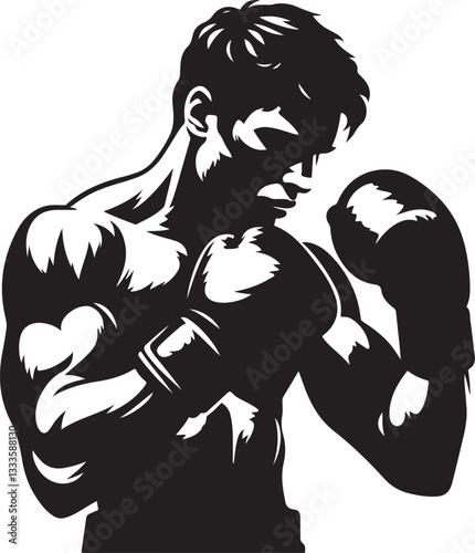 Boxing Fighter Silhouette Vector Set