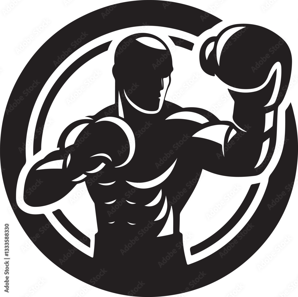 Boxing Fighter Silhouette Vector Set