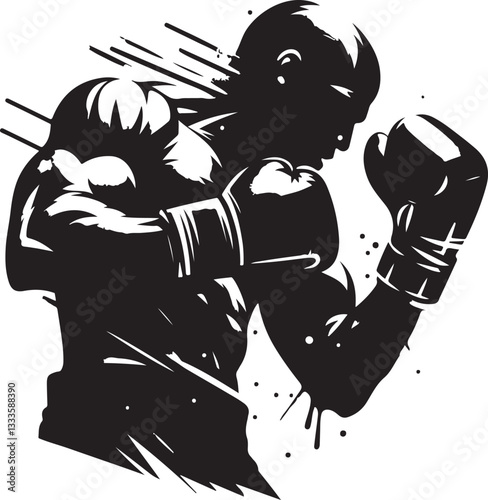 Boxing Fighter Silhouette Vector Set