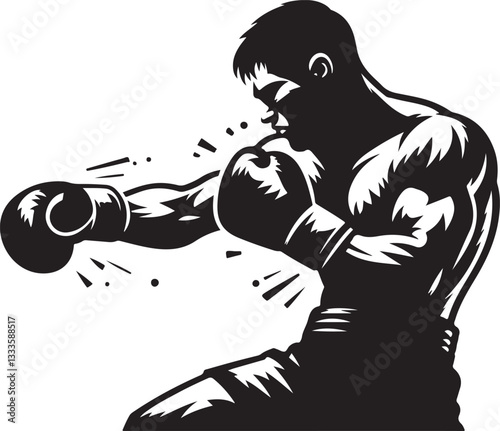 Boxing Fighter Silhouette Vector Set