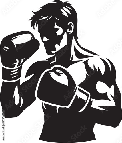 Boxing Fighter Silhouette Vector Set