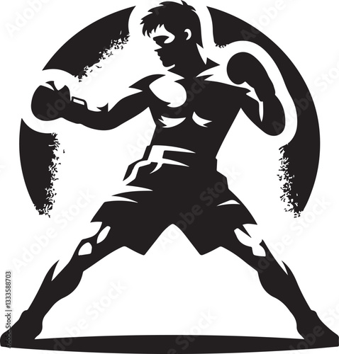 Boxing Fighter Silhouette Vector Set
