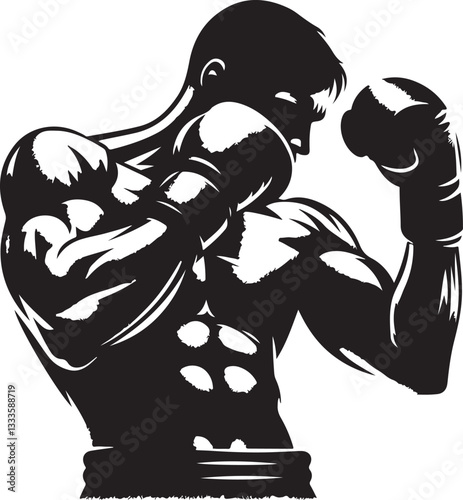 Boxing Fighter Silhouette Vector Set