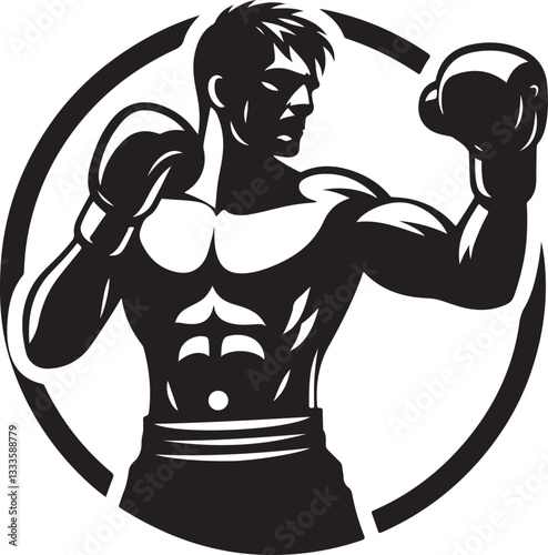 Boxing Fighter Silhouette Vector Set