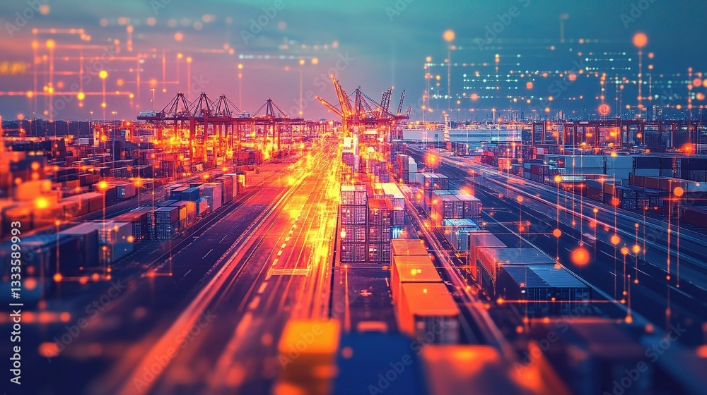 Fototapeta premium Seamless Supply Chain Connectivity in Digital Age Technology Landscape