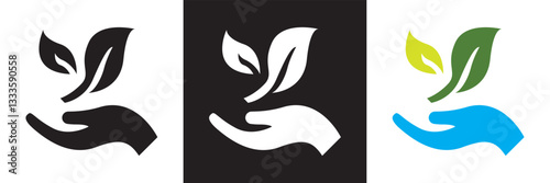 Environment icon.  plant, nature, green energy, trees, ecology etc.  Vector illustration. isolated on white and black background. EPS 10 