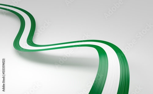 3d Flag Of Nigeria 3d Wavy Shiny Nigeria Ribbon Flag On White Background 3d Illustration