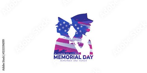 Memorial Day Background Design. Honoring all who served. National holiday of the USA, United states flag poster. American flag and text, vector illustration