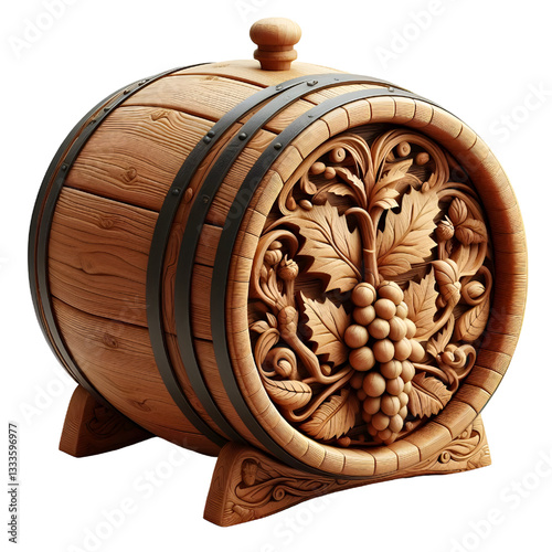 Wooden oak barrel isolated on white background
