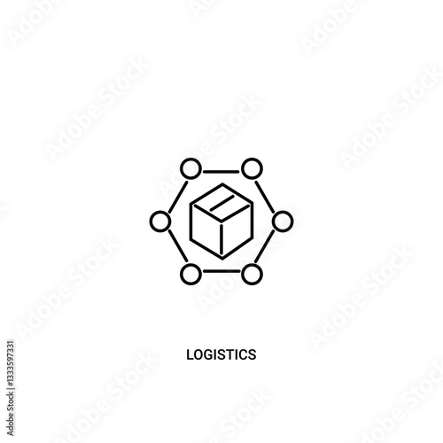Single logistics icon, outline vector sign, linear style pictogram isolated on white. with box element. Editable stroke