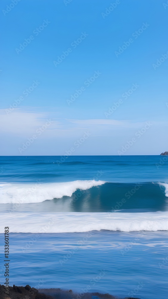 Ocean Wave Crashing on Shore Under Blue Sky Ocean Wave Crashing on Shore Under Blue Sky