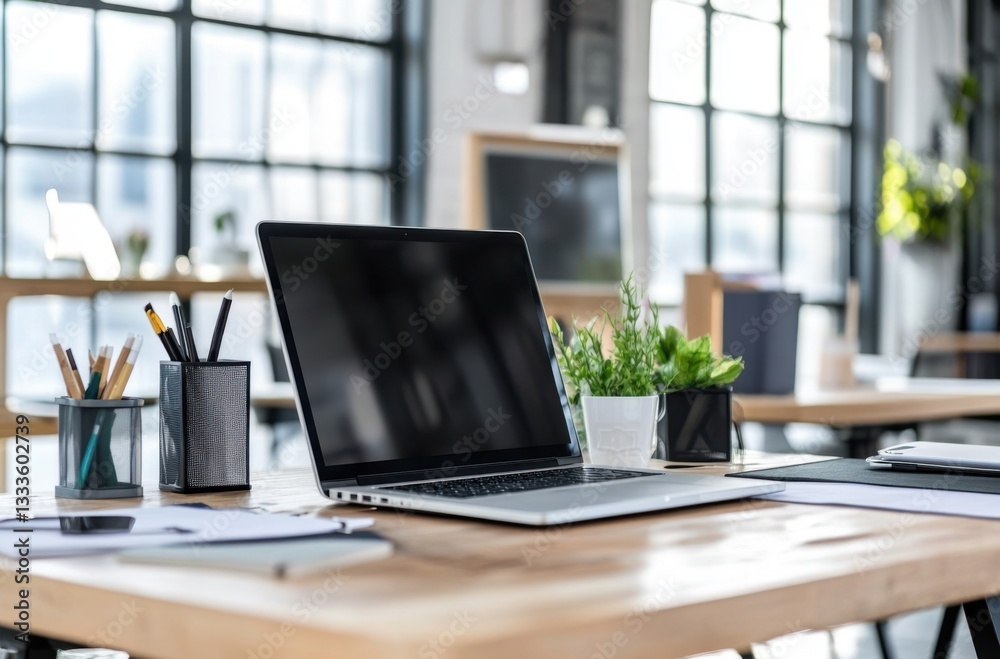 A modern workspace featuring a powerful laptop, dual monitors, and a A modern workspace featuring a powerful laptop, dual monitors, and a