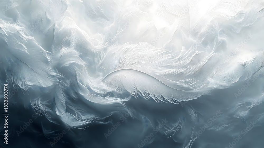 Obraz premium Close-up view of a monochromatic feather showcasing delicate texture and soft details in serene tones