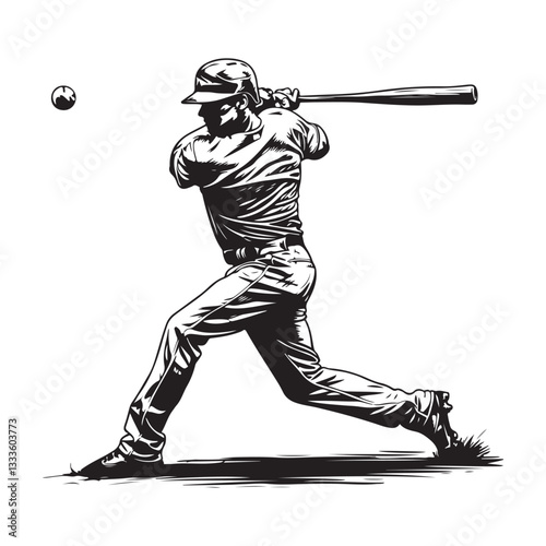 Softball Player Vector Images. Black and white Softball Player Vector Images on white background.