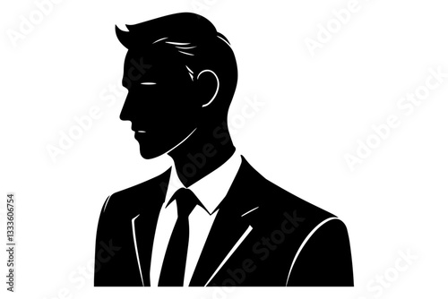 Business man wearing suit vector illustration on white background.