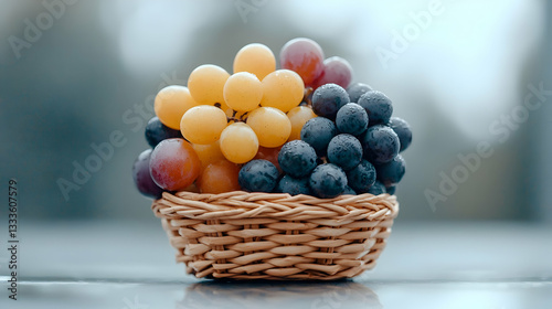 Wallpaper Mural Autumn Bounty: Wicker Basket Filled with Fresh Grapes Torontodigital.ca