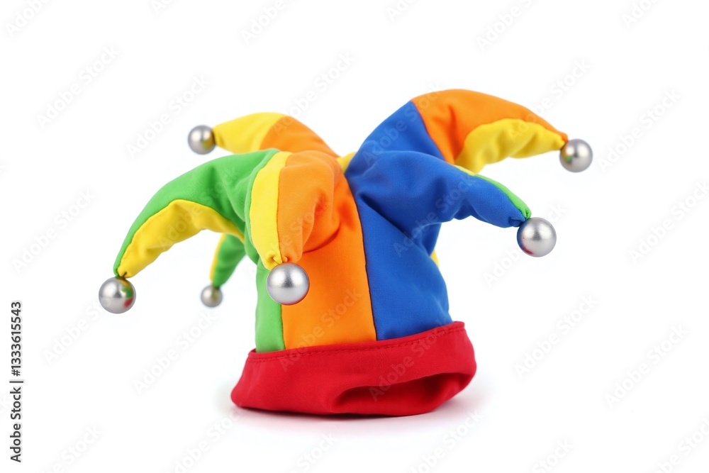 colorful jester hat on a white background
