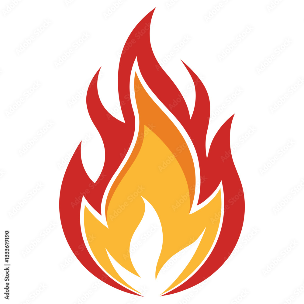 Vibrant Red Fire Flame Illustration for Visual Works
