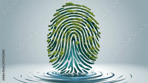 Nature-Inspired Fingerprint Design with Greenery and Water AI Generated