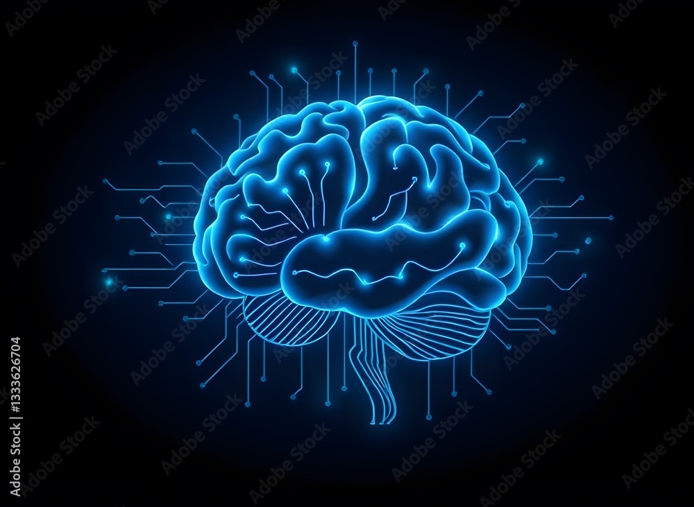 Fototapeta premium Digital Brain with Circuitry,