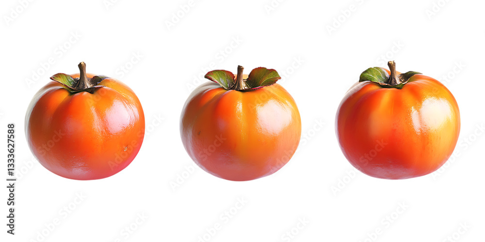 Pack Persimmon Fruit Set on Transparent Background for Food, Market, and Health Illustrations Pack Persimmon Fruit Set on Transparent Background for Food, Market, and Health Illustrations
