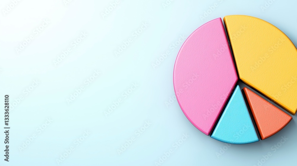 Fototapeta premium Pastel Pie Chart Data Visualization on Light Blue Background