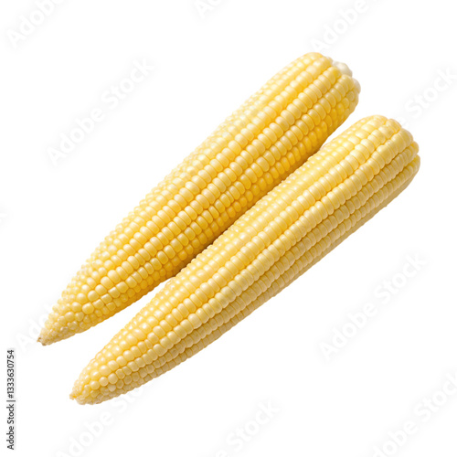 Fresh baby corn on transparency background, perfect for culinary use