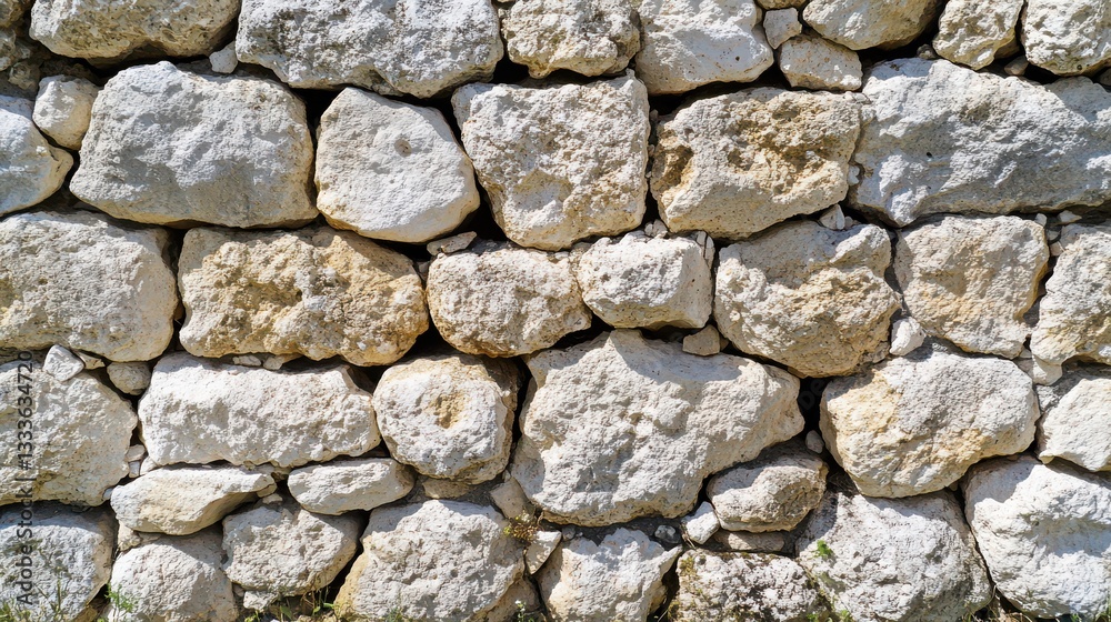 Textured Stone Wall with Natural Irregular Shapes and Neutral Tones