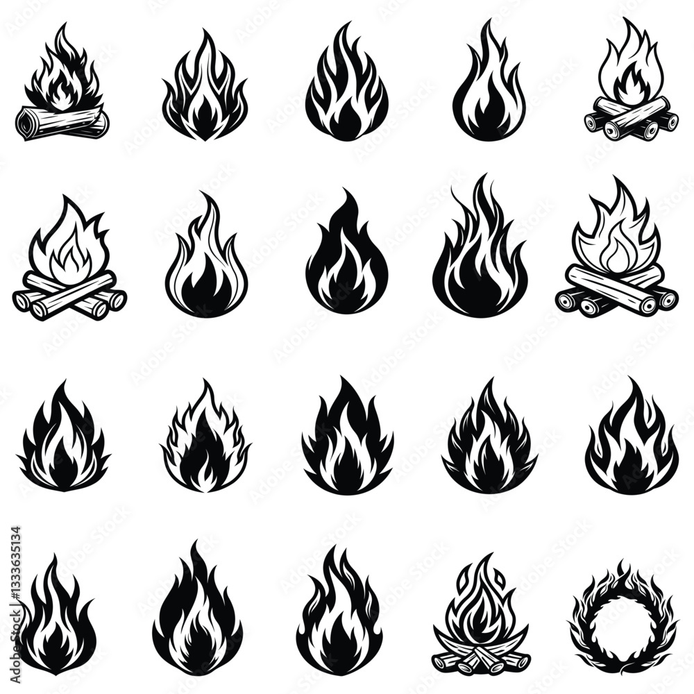 Bold Fire Flame Collection for Sublimation Artwork Designs
