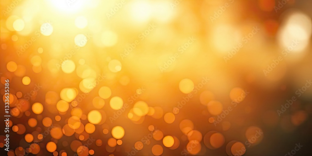 Fototapeta premium Golden Bokeh Lights Abstract Background Warm Autumn Sunset Glow