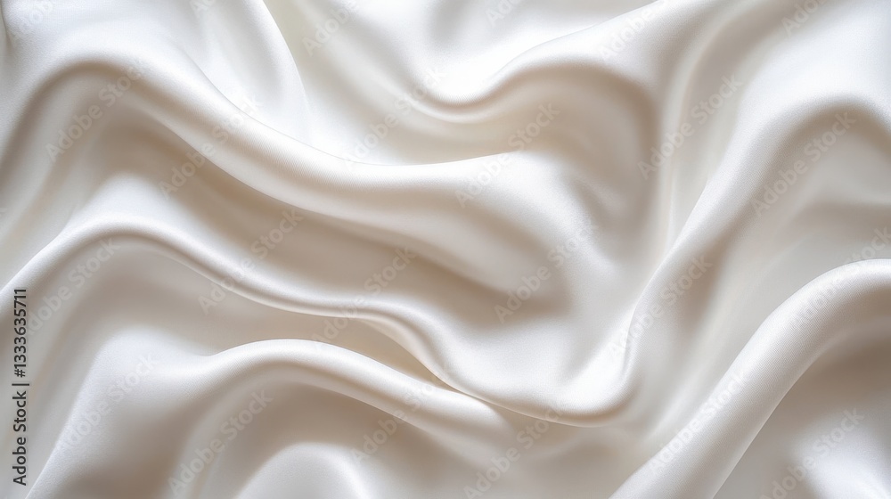 Fototapeta premium Abstract wavy white silk or satin isolated on a white background.
